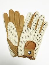 Ladies Mens Retro Classic Driving Gloves Genuine Leather Brown Tan Top Quality