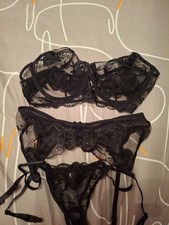 Black 3 Piece Bra Set Size