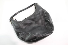 Gucci Designer Black Handbag Monogram Embossed Design Gold Tone Metals 