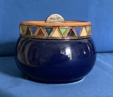 Royal Doulton cobalt-glazed tobacco jar, 1920-1935.