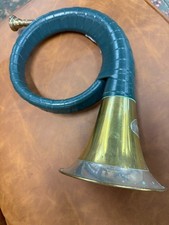 German hunting horn Vintage Fürst-Pless Hunting Horn - Brass, Nickle, Green Leat