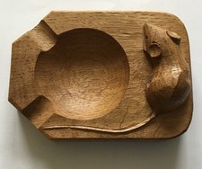 Antique Mouseman Robert Thompson Solid Oak Ash Tray Absolute Pristine Condition