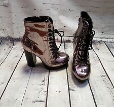 70s Silver Platform Boots | Glam Disco 5" Heel | UK3/EU36 | Retro Platform Boots