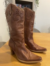 Gucinari Cowboy Boots Size 4 Uk Brown Heeled Cowboy Boots