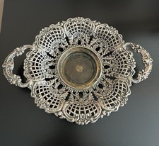 Antique Fraget Warszawa Poland Brass Silverplate Tray