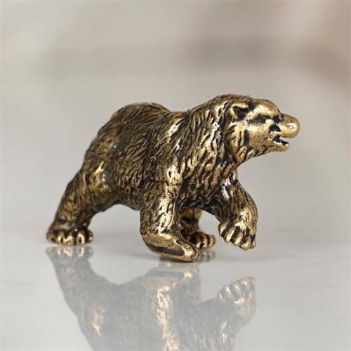 Brass cute small bear statue - cute,