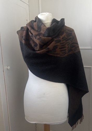 Brown cashmere scarf stag - cashmere,