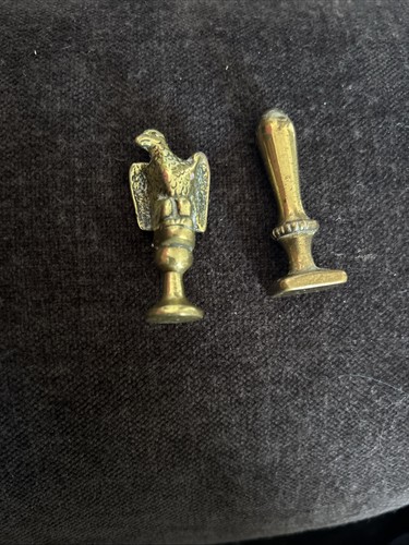 Antique brass wax seal - wax, stamps