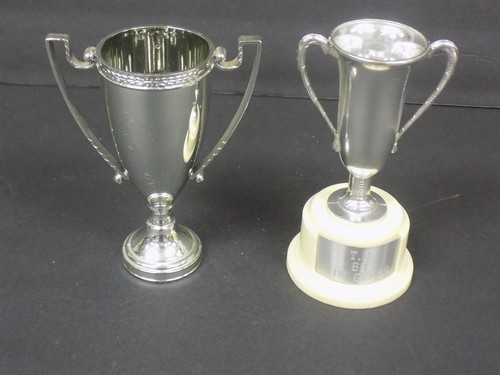 Vintage metal trophy cups - vintage,