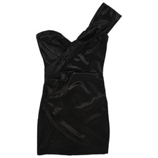 Satin Wrap  Dress for Woman'S Dresses Chic  Shoulder Celebrity Outfits Lady4481