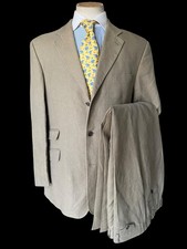 Men’s Ted Baker Khaki Beige Linen Suit 46L / W38L Summer Wedding Suit