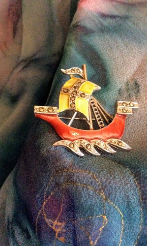 Vintage enamel marcasite - vintage,