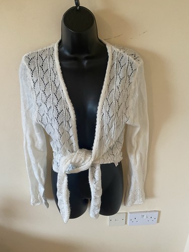 Ivory tie front cardigan - cardigan, size