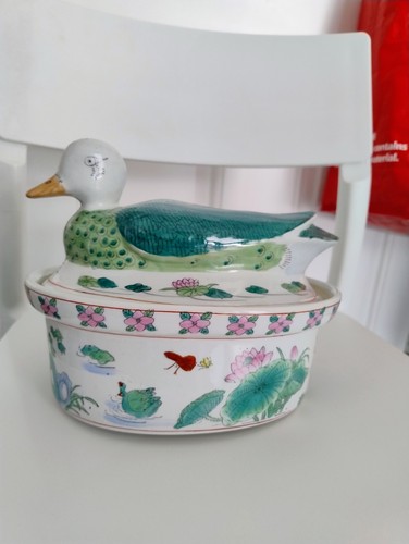 Duck painted ceramic egg - painted,