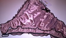 Sexy Rose Gold Satin Extra Frilly Panties Knickers Sissy CD TV  34" - 42" +