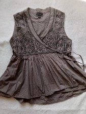 Topshop Beige Embroidered Waistcoat Top 10