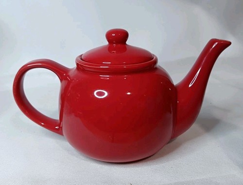 Red ceramic teapot - ceramic, modern