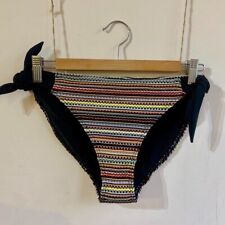 Fat Face Crochet Tieside Bikini Bottoms Size 12 New Black Multi Briefs