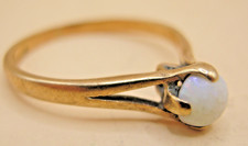 Birmingham 1970 9ct 9k Yellow Gold Solitaire Ring Opal Unusual Setting Size O