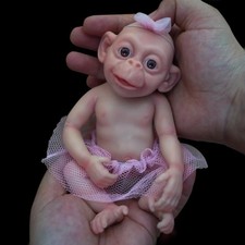 7" Micro Preemie Full Body Silicone Monkey baby Doll "Lux"Lifelike Mini Reborn
