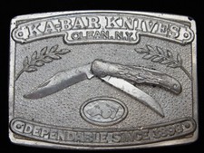 QJ07126 VINTAGE 1970s **KA-BAR KNIVES DEPENDABLE SINCE 1898** BELT BUCKLE