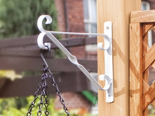 White hanging basket bracket - hanging,