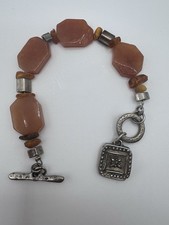 Vintage Danon Chunky Pewter Orange Colour Bracelet Length S 24cm Jewellery