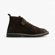 Popps 1961 Mens Casual Lace-Up Comfort Suede Monkey Boots-Brown