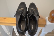 REISS MEN BLACK LEATHER WHOLE CUT SHOES IN BLACK SIZE 9 UK 43 EU