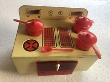 VINTAGE TINPLATE Oven Stove Cooker with 7 x plastic Utensils 1960s WELLS-BRIMTOY