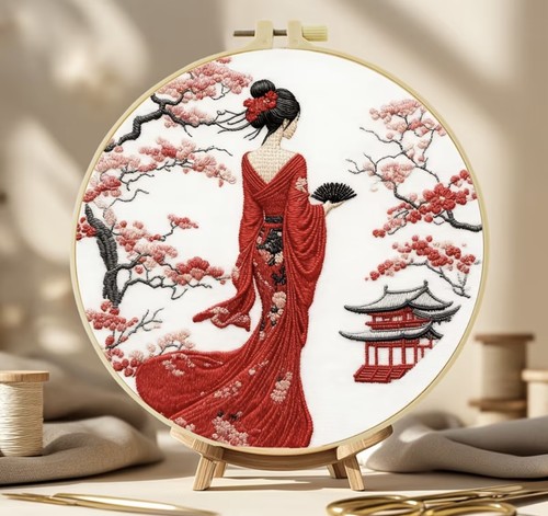 Embroidery kit red japanese - -,