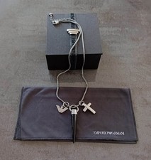 Emporio Armani Sterling Silver 925 Necklace, Horn, Cross + Armani Eagle Pendants