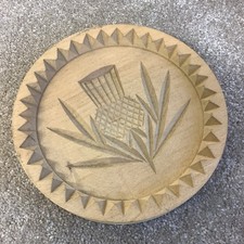 Vintage Hard Made Carved Wooden J&I Crichton Thistle Wooden Shortbread Mould