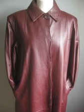 Oxblood long LEATHER JACKET trench COAT 16 distressed wine over size MILAN soft
