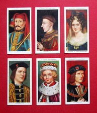 PLAYERS  SIX  1935 CIGARETTE CARDS  KINGS & QUEENS OF ENGLAND  13-14-15-16-17-18