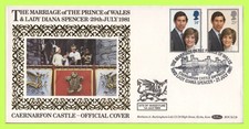 G.B. 1981 Royal Wedding set on Benham First Day Cover, Caernarfon Castle