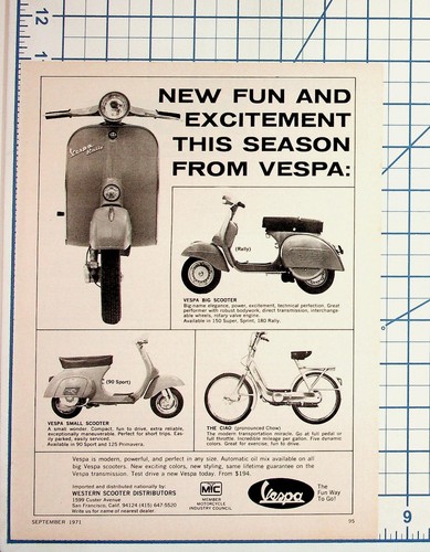 1971 vespa scooter rally - rally, 90
