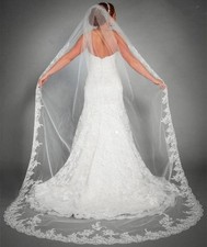 Wedding Veil Cathedral Long 3M White Lace Headpieces Tier With Edge Bridal 2025