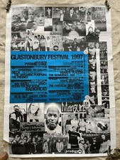 Vintage Rare 1997 Glastonbury Music Festival Large Line Up Poster. Prodigy. Gig.