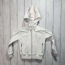 Scuderia Ferrari Kids White Hooded Full Zip Track Jacket Size 3/4 Logo Pockets 