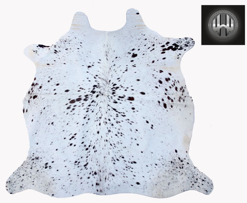 Genuine black white cow hide - white,