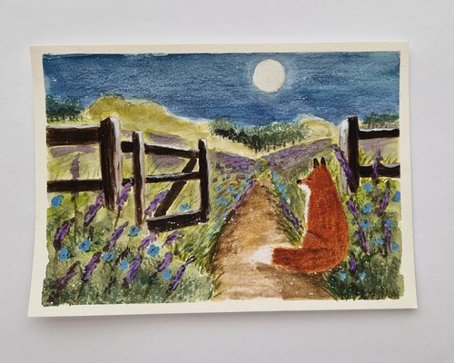 Fox landscape original mixed - landscape,