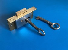 Vintage Antique Brass Half Mortise Cabinet Lock + 2 Keys 50mm X 28mm X 10mm.