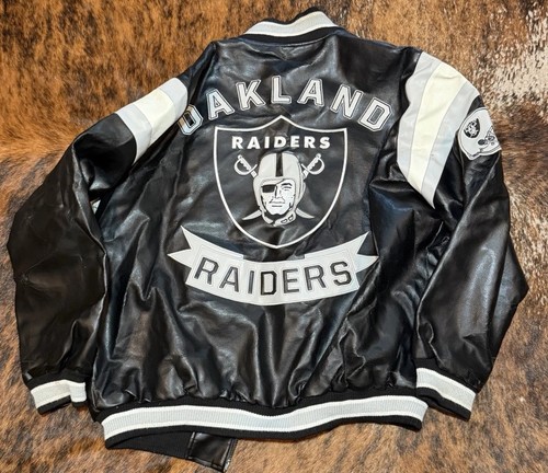 Oakland raiders leather bomber - oakland,