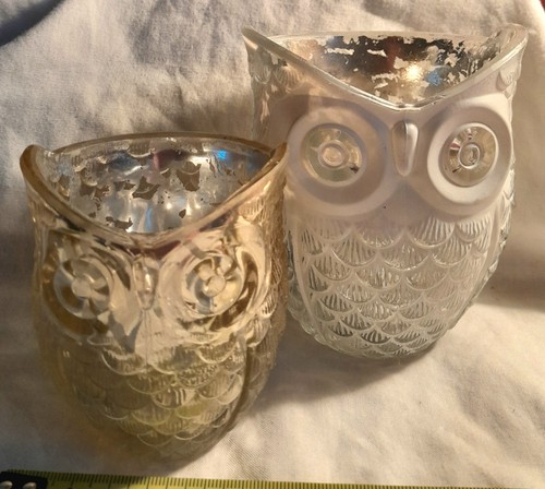 Glass owl votive tea light - glass,