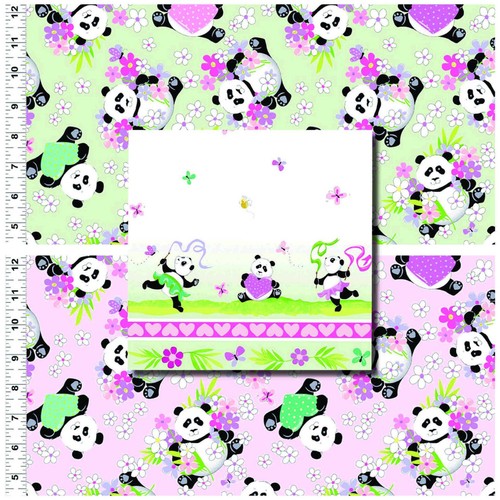Panda party cotton fabric - panda,