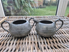 Pewter Sugar Bowl And Milk Jug