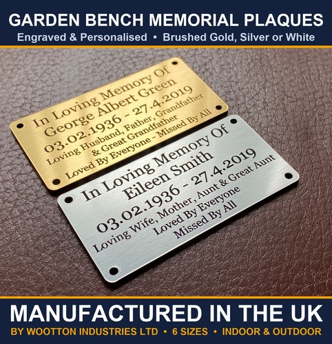 Garden bench memorial plaque - bench,