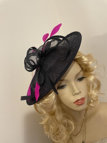New fascinator navy - navy, fuchsia