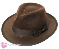 CHILD BROWN FELT FEDORA HAT WESTERN EXPLORER FANCY DRESS CHARACTER TEMPLE RAIDER